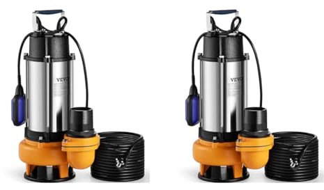VEVOR Pompe de Relevage Eaux Chargées 2200 W, 1000 L/min - Pour Piscine, Cave, Fosse Septique - Immergée Submersible Pour Eaux Sales et Usées