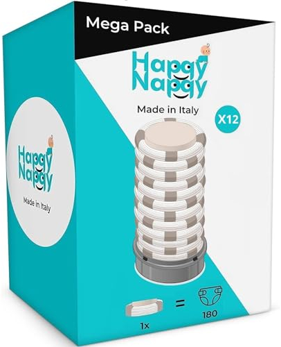 My Happy Nappy Recharges -【Compatible avec Tommee Tippee Sangenic Tec, Simplee Sangenic et Twist & Click】- Super Refills X12 - Traitement Anti-Odeurs EVOH 7 Couches Efficace - Fabriqué en Italie