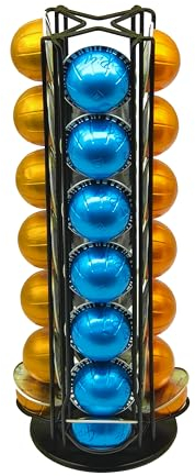 Wrobic Kaffeekapsel-Ständer für Nespresso Vertuo Kapseln, Kaffee Kapsel Ständer Drehbare Pod Rack hält Nespresso Vertuoline Kapseln (Schwarz Vertuo Kapselhalter, 28 Pods)