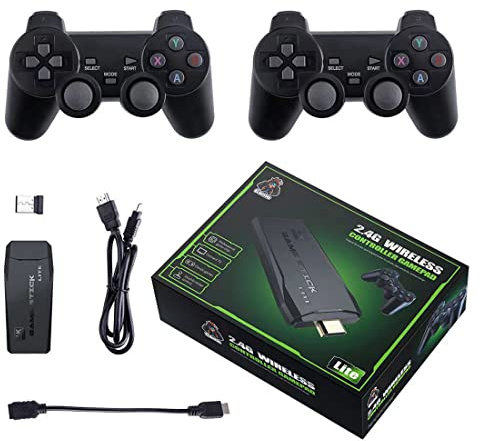 KANBUN Console di gioco retrò wireless 64G 10000+ giochi console per videogiochi classiche con 2 controller wireless per uscita HD 4K TV