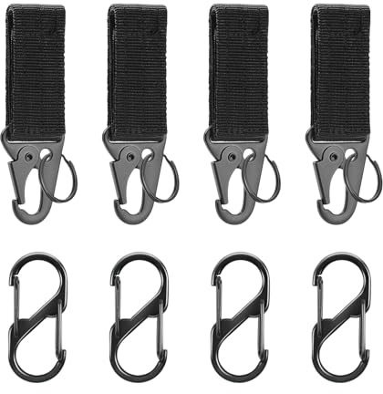 4 PCS Tactical Belt Clip, Carabiner Clip Molle Accessories, Keychain Hook Belt Key Holder Strap Nylon Webbing, Belt Hook Buckle Keyring Buckle for Climbing Hiking Outdoor