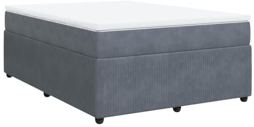vidaXL Boxspringbett mit Matratze Dunkelgrau 140x200 cm Samt