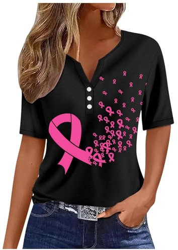 Tee Shirt Cancer Du Sein Femme Cancer du Sein Octobre Rose T-Shirt Ruban Rose de Sensibilisation au Cancer du Sein d'Octobre T-Shirt Femme Grande Taille T Shirt Octobre Rose