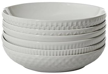 Maison Neuve Set of 6 White Ceramic Bowls - 34oz Big Salad Plates, Pasta Bowls - White Soup Bowls, Gift Set, Entree Dinner Dining Plates for Eating