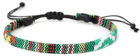 Wagoodter Bracelet extensible tissé réglable Bracelet de cheville tressé unisexe plage corde mince colorée