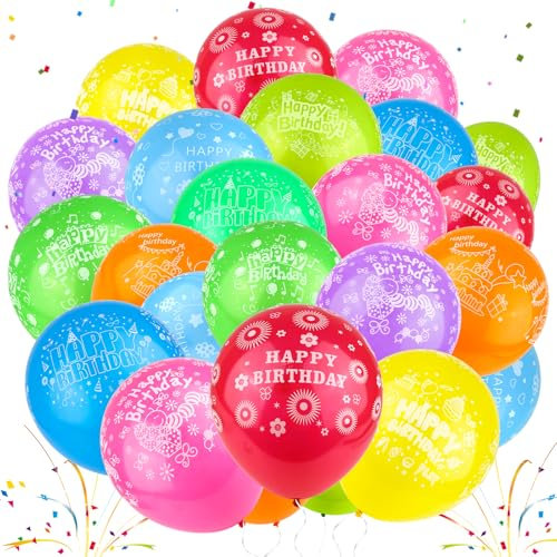 GHVACZS 100 Stück Luftballons Geburtstag, 30cm Happy Birthday Ballon, Geburtstag Luftballons in Verschiedenen Farben, Luftballons Happy Birthday Eignen Sich für Geburtstagsfeiern und Raumdekorationen
