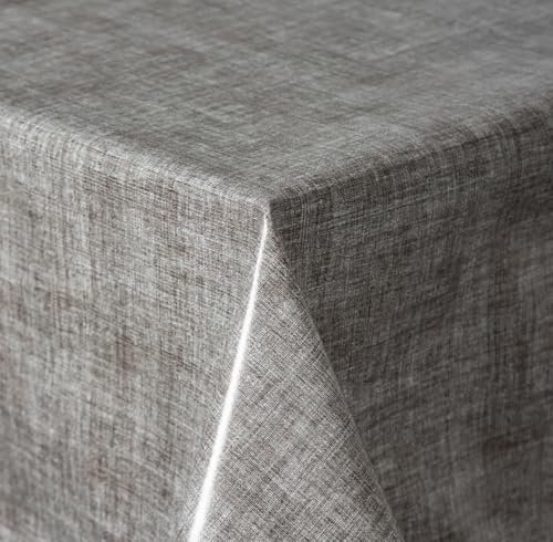 texpot Wachstuch 160 cm rund mit Linien abwaschbar mit Saum Polyester Gartentischdecke