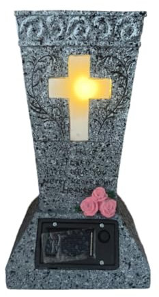 Feriany Macetero con Cruces para Cementerio, Jarrón para Cementerio, Soporte de Flores Conmemorativas con Lápidas de Encaje Pantalla A