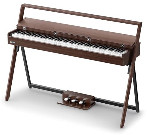 Donner OURA R300 88 Key Weighted Keyboard Piano for Advanced, Home Digital Piano with 88 Keys Graded Hammer Standard Keyborad, Bluetooth, LOCAL OFF, 2*15W, Half-pedal, 256 Polyphony, Walnut Wood Color