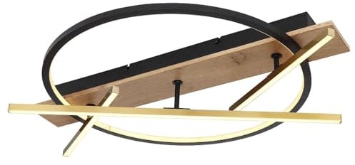 LED Ceiling Light Wood Effect Living Room Light 3 Levels Ceiling Light Swivelling 44 W 1800 lm Warm White L x H 70 x 11.5 cm