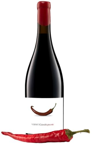 Vermut La Guindilla - Vermut Rojo Artesano Picante - Elaborado con Guindilla de Zamora y Vino Tinto de Toro envejecido en barrica - Presentación Premium con Corcho Natural y Lacre - 1 botellas 75cl.