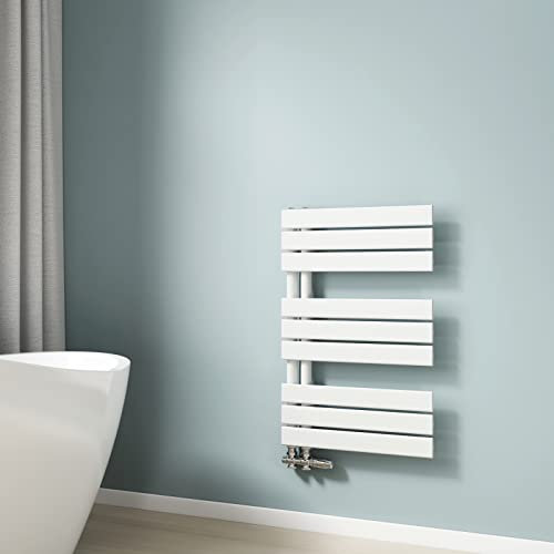 EMKE Toallero de Agua Caliente, 762x500 mm, Radiador de Baño de Pared, Color Blanco, 397W, Toallero Baño, Instalación Fácil, Diseño Moderno