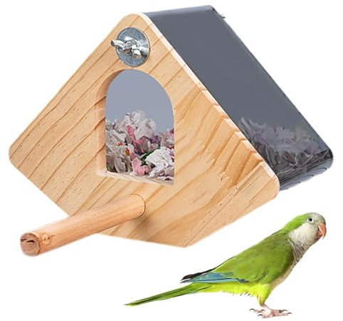 Nistkasten für Papageien – Brutbox aus Naturholz für Vögel | Nistkasten für Pfosten – Brutbox aus Naturholz, leicht zu reinigen