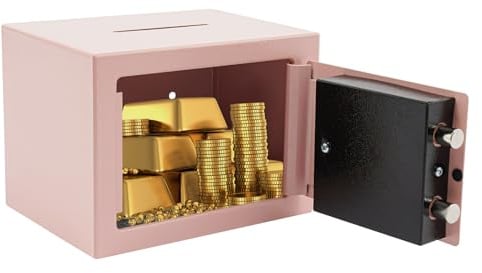 Coffre-fort à clés verrouillable avec fente d'insertion - Coffre-fort pour la maison - 4,6 l - Coffre-fort avec clé - Pour bureaux, appartements et autres endroits - Rose