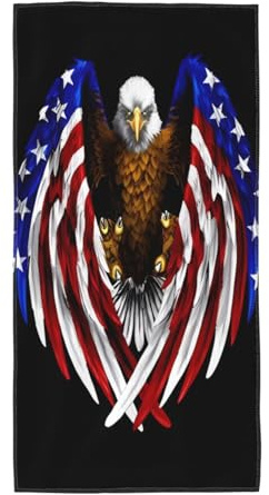 HMBGFW Handtücher mit USA-Flagge, patriotischer Adler, weich, saugfähig, Strand- und Badetücher für Badezimmer, Pool, Reisen und mehr, zwei Größen erhältlich