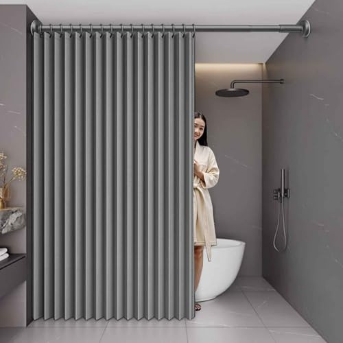 MTHGH Folding door curtain,With telescopic rod,Home Room Darkening Door Curtains,Privacy Pleated Folding Curtain With Magnetic Closure Closet Door Curtains(01,W 200*H 200cm)