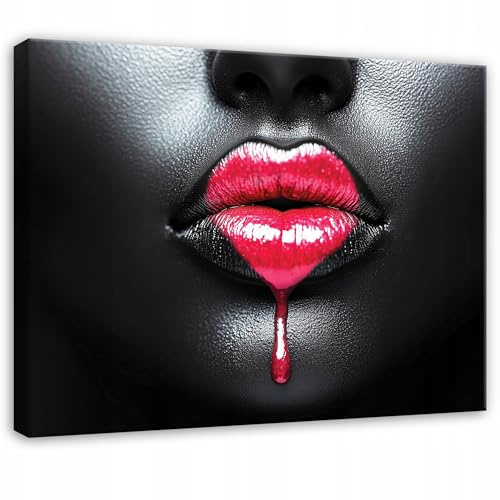 WallArena Leinwand Bilder 120x80 cm | Lippen, Leinwandbilder, Bild auf leinwand, Format: 120x80 cm (BxH) - einteilig auf Canvas Leinwand. Das Leinwand