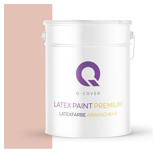 Q-COVER Latexfarbe Abwaschbar 10L (ca.70m2) Hell Lachs Farbton Innenfarbe Wandfarbe Deckenfarbe Klasse 2 Mattfarbe Für Allergiker Scheuerfest Geruchlos Frei Von Voc