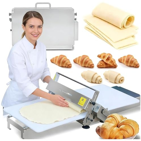Tragbare, Faltbare Teigausrollmaschine mit Einstellbarer Teigstärke Von 0–25 mm, Professionelle Teigausrollmaschine für Croissants und Pizzabäckereien 60x30cm