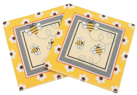 Homoyoyo Partyservietten 100 Stück Bunt Bedruckte Papierservietten mit Cartoon Bienen Motiv Einweg Servietten für Hochzeit Geburtstag Feier Partyzubehör aus Papier