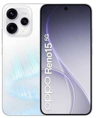 OPPO Reno15 5G AI Smartphone, Tripla fotocamera 50+50+8MP, Selfie 50MP, Display 6.59 120HZ AMOLED FHD+, 6500mAh, RAM 8GB(Esp2GB/4GB/8GB)+ROM 512GB [Versione Italia], Aurora White