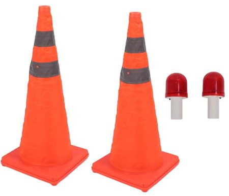 Hopfällbara trafikkoner reflekterande 70 cm höjd Orange säkerhetskoner för vägbyggen Parkeringsplats Trafikkontroll 2 st.