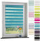 ourdeco® Doppel-Rollo, Duo-Rollo / 60 x 210 cm Blue Lagoon/lichtdurchlässig, Blickdicht, Montage ohne Bohren