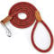 Mile High Life Rope Leash with Genuine Leather Connection, 6 FT/5 FT/4 FT, Heavy Duty Leash for Medium & Large Dogs(Red,48 Inch-1/2)
