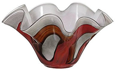 CRISTALICA Schale Obstschale Muschelschale Jozy Art Queen Weiß Bunt D 35 cm Handgeformte und Mundgeblasene Glasschale