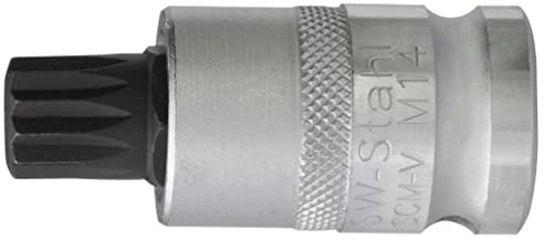 SW-Stahl 04424L-XZN9K Innenvielzahn M9 x 55 mm Schraubendreheinsatz 1/2 | Langer Biteinsatz aus S2-Sonderstahl - kompatibel mit 12,5 mm Vierkantantrieb - für metrische ISO-Gewinde geeignet