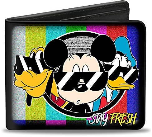 Buckle-Down Herren Pluto/Mickey Mouse/Donald Duck Stay Fresh Group Reisezubehr-Bi-Fold-Brieftasche, Mehrfarbig, Standard größe