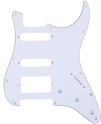 Musiclily Pro 11 Löcher HSS Strat Pickguard Gitarren Schlagbrett für American Modern Style Stratocaster E-Gitarre,3 lagig Weiß