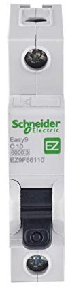 Schneider Electric Easy9 - MCB Miniature Circuit Breaker, 1 Pole, Type C, 6kA Breaking Capacity, 10A, 230V, EZ9F66110