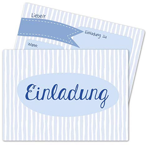 Papierdrachen 12 Einladungskarten zum Kindergeburtstag für Mädchen und Jungen - Motiv Blau - Geburtstagseinladungen für Deine Geburtstagsparty (DIN A6)