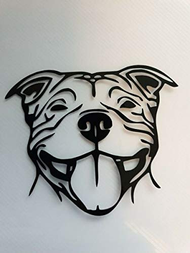 myrockshirt Fröhlicher Hund Bulldogge Amstaff Pitbull ca 20 cm Aufkleber,Sticker,Decal,Autoaufkleber,UV&Waschanlagenfest,Profi-Qualität