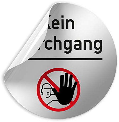 Kinekt3d Leitsysteme Folienschild Schild - Kein Durchgang Rot Stop - D = 100 mm PVC Silber - Robuste Kratzfeste Folie - UV beständig - Perfekt für Glastüren und alle glatten Flächen