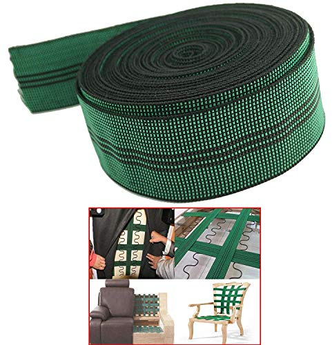 Pmsanzay Elasticated Band Strap Belt for Sofa/Couch/Chair Furniture Repair DIY or Replacement, 2 Wide x 20' Feet, Green, Polyester, Elastic, Specialty-grade, Indoor/Outdoor Use
