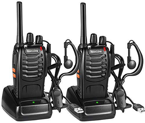 Walkie Talkie Recargable, 16 Canales PMR446 Walky Talky, Profecionales CTCSS DCS 3KM Radiocomunicación, con Auricular Incorporado Antorcha de LED, 1 Pare