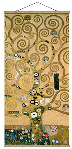 Bilderwelten Stoffbild mit Leisten Gustav Klimt Der Lebensbaum Hochformat 2:1 100x50cm Eiche