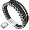 Armband Herren lederarmband Herren lederarmband für männer Edelstahl Armband(schwarz,Silber,22cm)