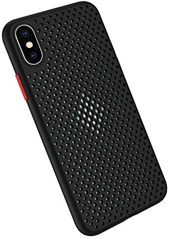 Rdyi6ba8 Atmungsaktive Hülle für iPhone XS MAX, Ultra Dünn Silikon TPU Wärmeableitung Mesh Kratzfest Anti Fingerabdruck Handyhülle für iPhone XS MAX - Schwarz