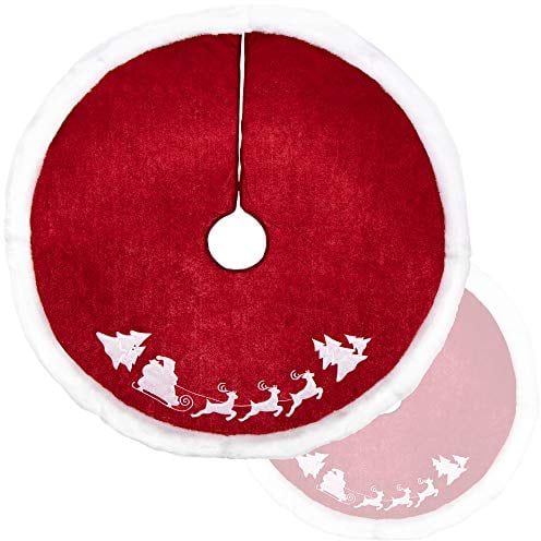 COM-FOUR® Premium Weihnachtsbaumdecke zum Schutz vor Tannennadeln - runde Christbaumdecke für den Lichterbaum - Unterlage mit Weihnachtsmotiv - für Geschenke und Dekoration