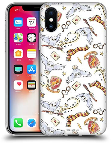 Head Case Designs Officially Licensed Harry Potter Hedwig Owl Pattern Deathly Hallows XIII Gel Case [Military Grade Protection] Compatible with Apple iPhone X/iPhone XS and Compatible with MagSafe