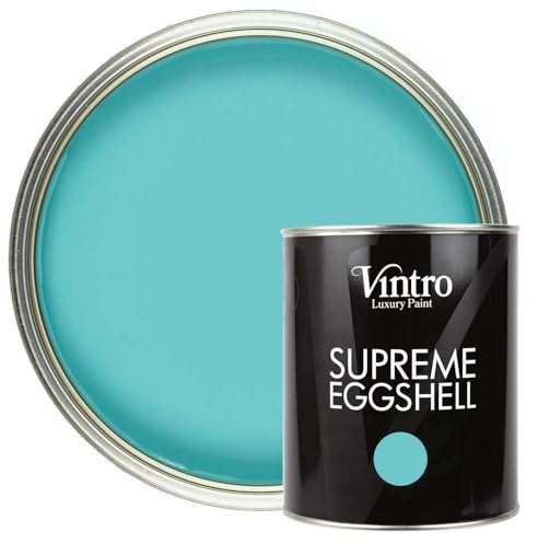 Vintro Paint | Satin Furniture Paint | Turquoise | Wood | Trim | Metal | Eggshell Finish | 1 Litre (Christabelle)