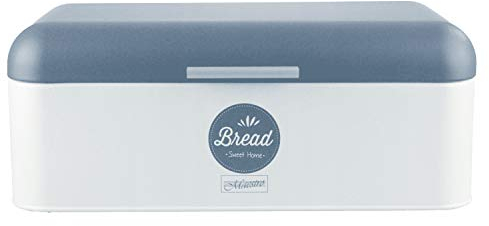 Maestro MR-1772 Retro, Panera de Mesa para Guardar, Contenedor para Almacenamiento Pan y Bollería, Diseño Vintage, Blanco-Gris, 42 x 24,8 x 16,5 cm