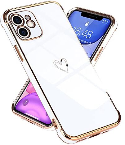 Lafunda kompatibel mit iPhone 11(6,1 Zoll) Handyhülle Mädchen Liebesherz Silikonhülle weich TPU Hülle Ultra dünn Stoßfeste Schutzhülle Bumper Silikon case für iPhone 11 Weiß
