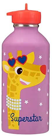 Gourde enfant Acier inoxydable DRAEGER PARIS - Facile à nettoyer - gourde réutilisable - Idéale pour parc, école - Contenance 300ml - 17 cm x 6,5 cm - Mauve - Message inscrit : Superstar