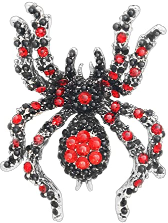 KristLand Broche D'araignée Broche d'animal De Mode épingle émail Et Cristal Gothique Halloween Accessoires Bijoux Cadeaux Vêtements