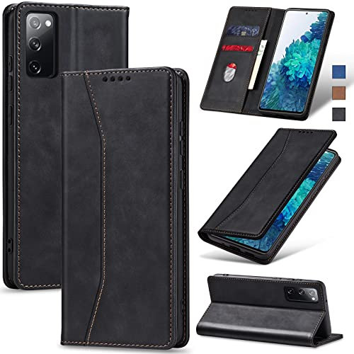 Jasonyu Case for Samsung Galaxy S20 FE 5G Leather Wallet Flip Cover with Card Holder,Kickstand, Magnetic Closure,TPU Shockproof Phone Case Compatible with Samsung S20 FE (Black)