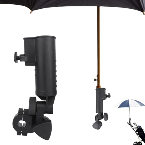 Cocoarm Golf-Regenschirmhalter, Schwarz, Universeller Golf-Schiebewagen-Regenschirm-Ständer, Verlängerung, Golf-Trolley-Schirmständer für Golf-Schiebewagen-Griffe, Wagen, Rollstuhl, Fahrrad